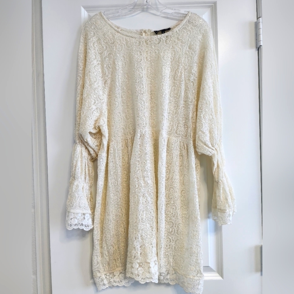 POL Cream Midi Dress with Bishop Sleeves size Small